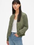 Women Olive Green Varsity Jacket