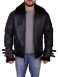 Dapper Black Shearling Leather Jacket