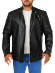 Pitch Black Snap Tab Leather Jacket