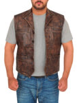 Distressed Brown Men Vest - Mauve Tree