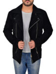 Men Black Suede Biker Jacket