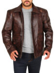 Distressed Brown Men Jacket