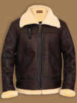 B3 Bomber Aviator Shearling Leather Jacket - Mauve Tree