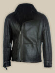 Men Pure Black B3 Shearling Jacket