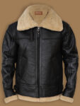 Men's Black B3 Bomber Sheepskin Jacket - Mauve Tree
