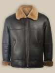 Men Black Aviator Shearling Jacket