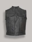 Men Black Leather Vest