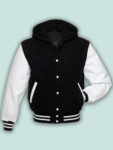 Basic Black Hoodie Varsity Jacket