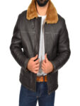 Men Real Sheepskin Brown Jacket