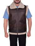 Men Sheepskin Brown Vest