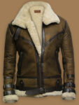 Brown B3 Bomber Men Sheepskin Jacket - Mauve Tree