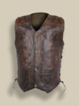 Men Distressted Brown Vest - Mauve Tree