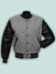 Grey Black Varsity Jacket - Mauve Tree