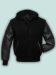 Black Hoodie Varsity Jacket