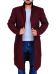 Maroon Wool Coat For Men - Mauve Tree