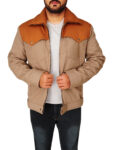 Casual Brown Cotton Jacket Mens