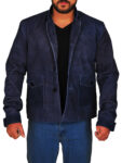 Casual Blue Suede Jacket