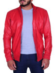 Rose Red Men Leather Jacket