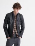 Men Dull Black Leather Jacket