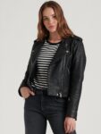 Women Textured Leather Jacket
