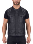 Dapper Black Biker Leather Vest - Mauve Tree