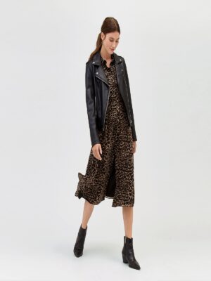 Women Jet Black Biker Leather Jacket