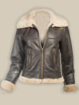 B3 Bomber Sheepskin Women Jacket - Mauve Tree