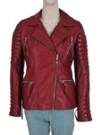 Maroon Biker Jacket For Women