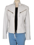 Women White Biker Jacket