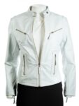 Women Biker White Jacket