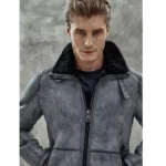 Icy Men Grey Sheepskin Leather Jacket - MauveTree