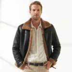 Refined Black B3 Men Real Shearling Jacket  - Mauve Tree