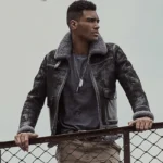 Bold Men Aviator Shearling Leather Jacket - Mauve Tree