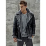 Men Genuine Black Sheepskin Leather Jacket - MauveTree