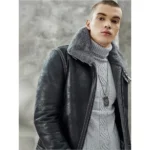 Sly Mood Men Black Sheepskin Leather Jacket - MauveTree