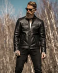 Mens Classic Black Racer Leather Jacket - MauveTree